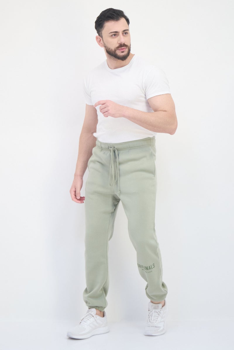 brooklyn سروال رياضي عادي للرجال بشعار العلامة التجارية، أخضر حكيم - Image 4